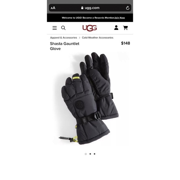 UGG Shasta Insulated Waterproof Gauntlet Gloves Unisex SMALL Black - Picture 7 of 7